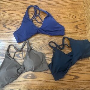 Women's Sports Bras Set - Navy, Black, and Brown